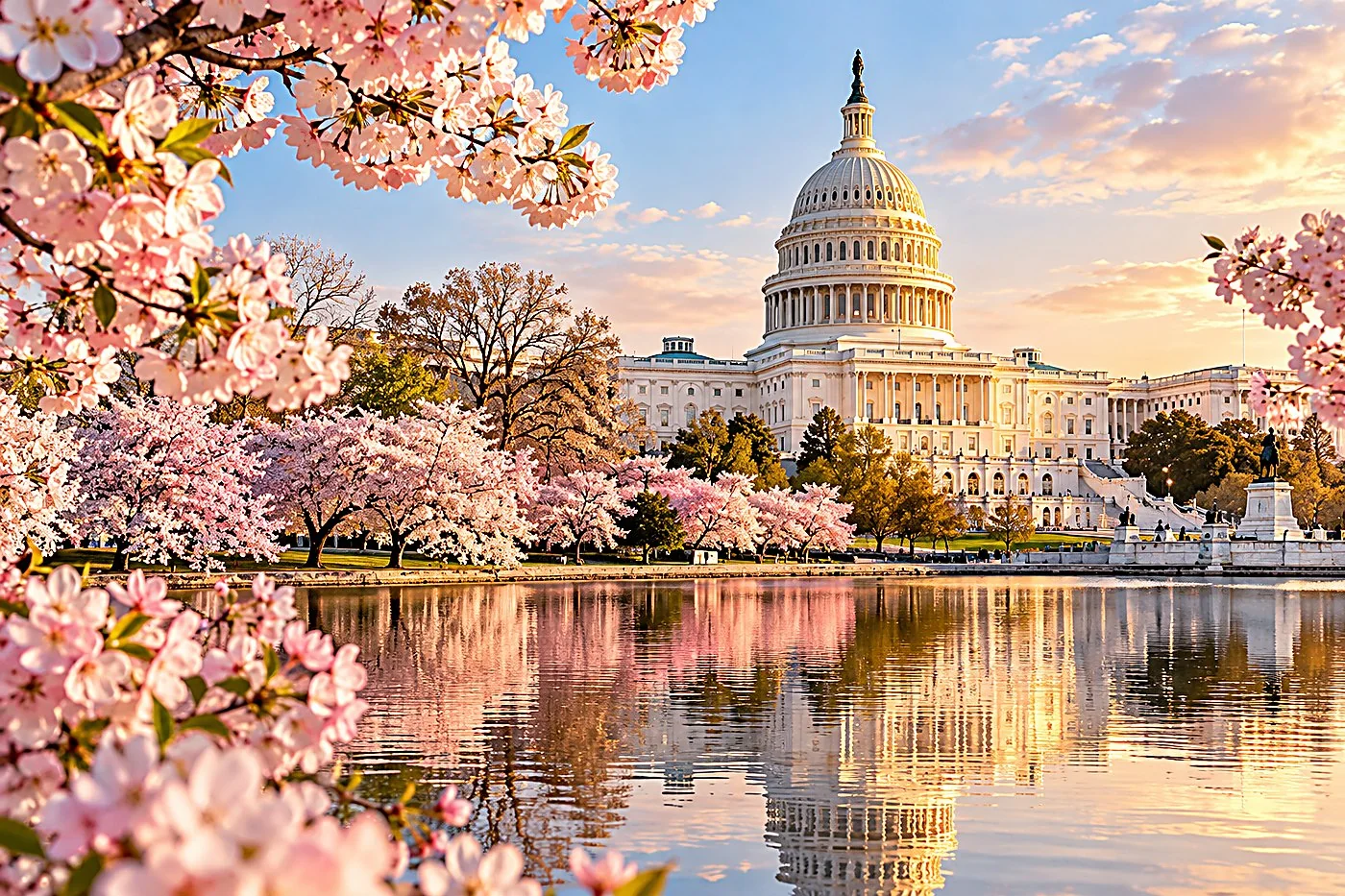 U.S. Capitol with cherry blossoms